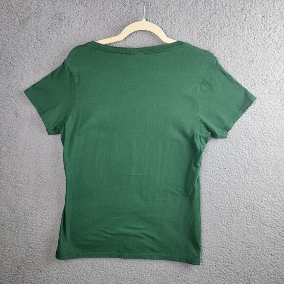 T-shirt Tee Womens M Green Cotton VNeck Irish Shamrock St Patricks Graphic Print - Picture 2 of 7